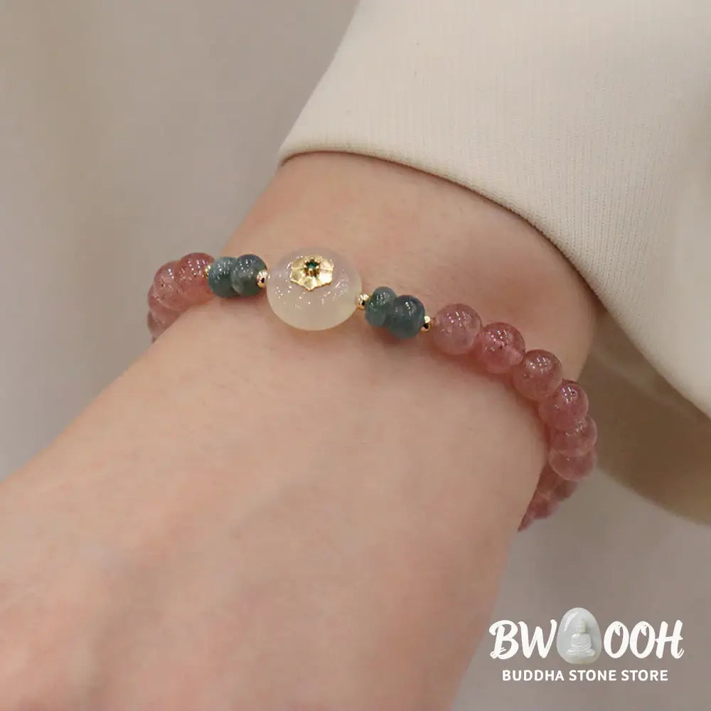 BWOOOH Natural Strawberry Quartz Chalcedony Jade Healing Bracelet | spiritual healing bracelet