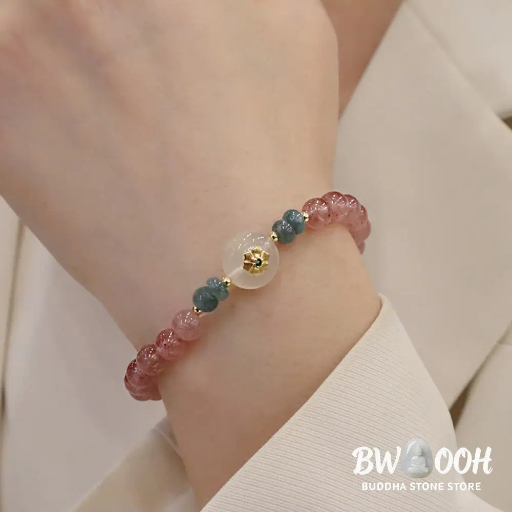 BWOOOH Natural Strawberry Quartz Chalcedony Jade Healing Bracelet | spiritual healing bracelet