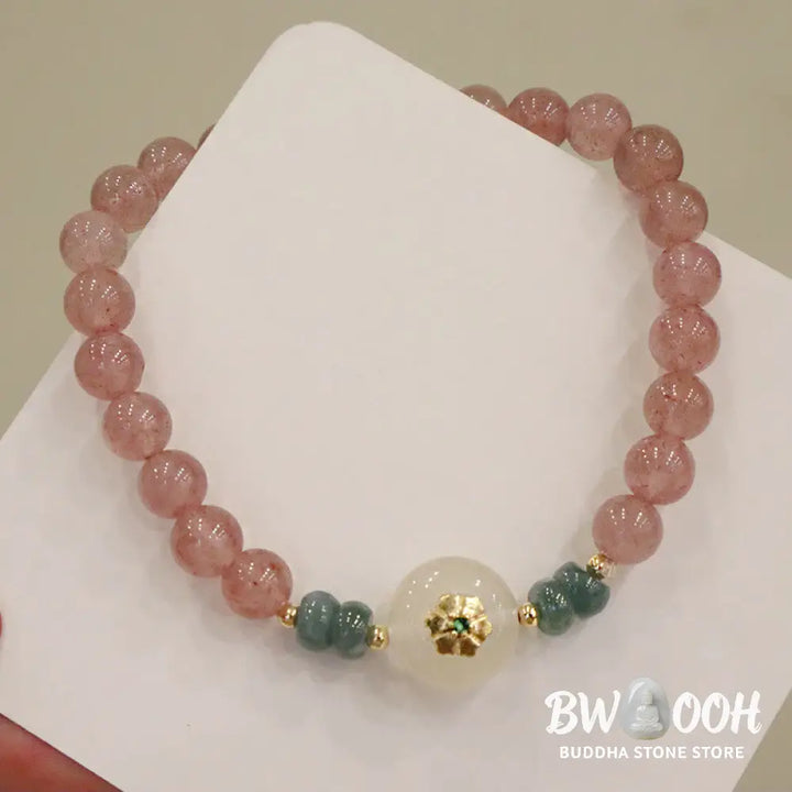 BWOOOH Natural Strawberry Quartz Chalcedony Jade Healing Bracelet | spiritual healing bracelet
