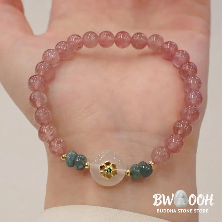 BWOOOH Natural Strawberry Quartz Chalcedony Jade Healing Bracelet | spiritual healing bracelet