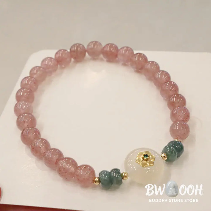 BWOOOH Natural Strawberry Quartz Chalcedony Jade Healing Bracelet | spiritual healing bracelet