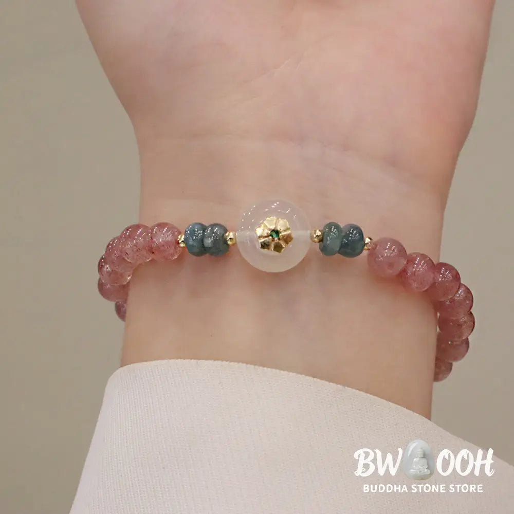 BWOOOH Natural Strawberry Quartz Chalcedony Jade Healing Bracelet | spiritual healing bracelet