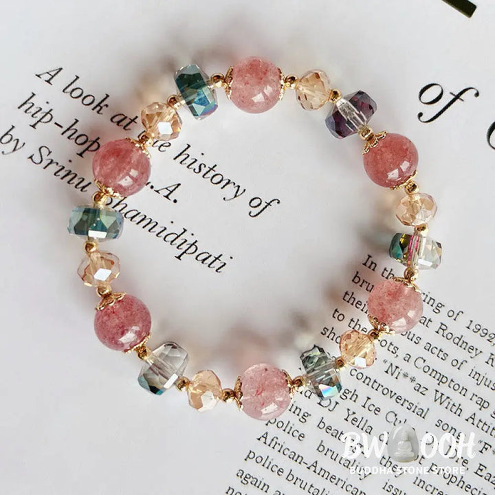 Buddha Stones Natural Strawberry Quartz Colorful Crystal Positive Bracelet - BWOOOH - Strawberry Quartz(Love♥Healing)