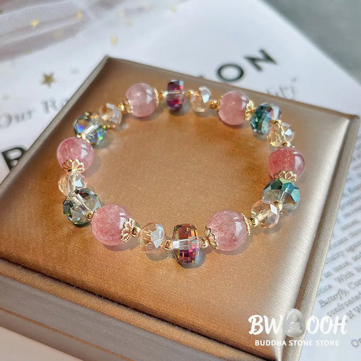 Buddha Stones Natural Strawberry Quartz Colorful Crystal Positive Bracelet - BWOOOH - Strawberry Quartz(Love♥Healing)