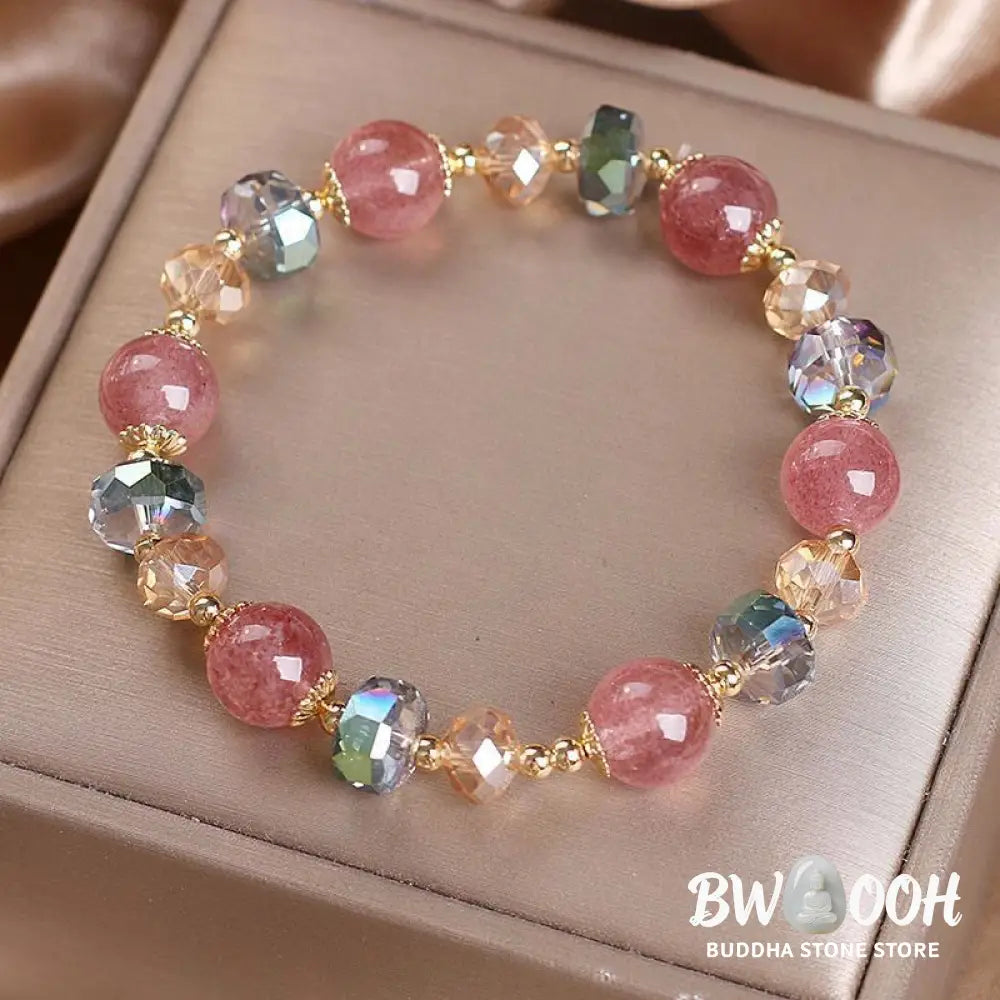 Buddha Stones Natural Strawberry Quartz Colorful Crystal Positive Bracelet - BWOOOH - Strawberry Quartz(Love♥Healing)