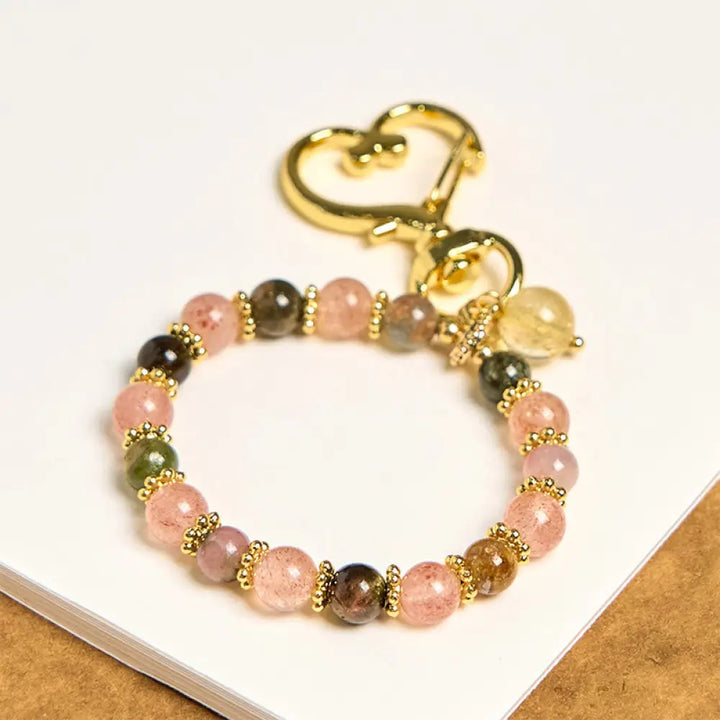 BWOOOH Natural Strawberry Quartz Crystal Beads Positive K