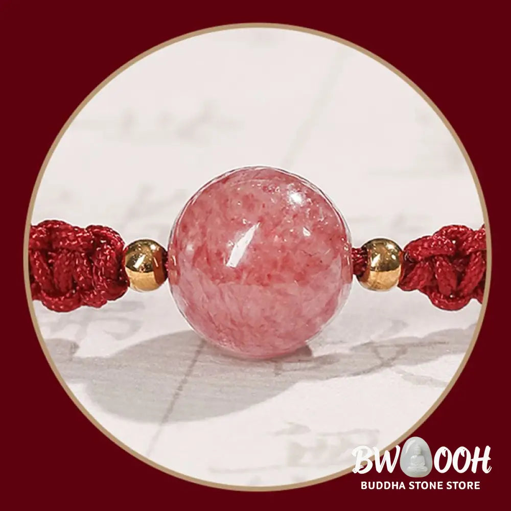 BWOOOH Natural Strawberry Quartz Crystal Love Red String Weave Bracelet Anklet | spiritual healing bracelet