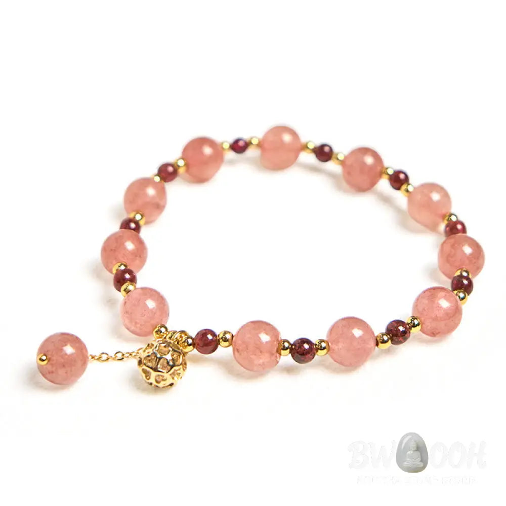 Buddha Stones Natural Strawberry Quartz Garnet Healing Bracelet - BWOOOH - Strawberry Quartz(Wrist Circumference