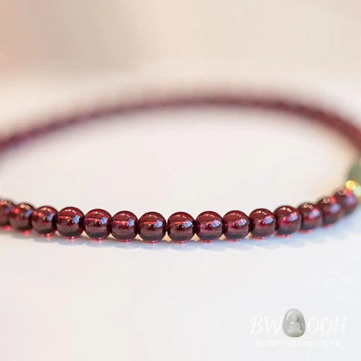 Buddha Stones Natural Strawberry Quartz Garnet Jade Lucky Fortune Fu Character Healing Charm Bracelet - BWOOOH
