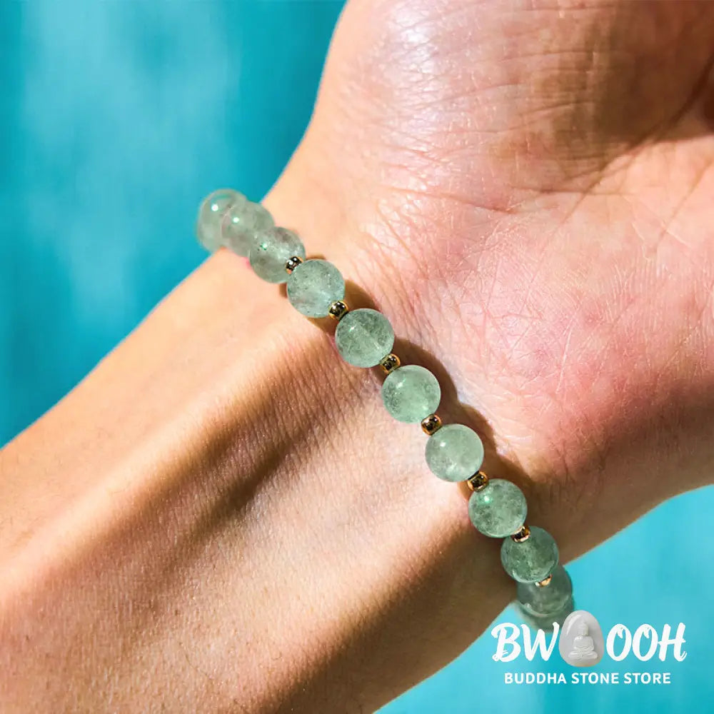 Buddha Stones Natural Strawberry Quartz Green Strawberry Quartz Butterfly Charm Love Bracelet - BWOOOH - Bracelet