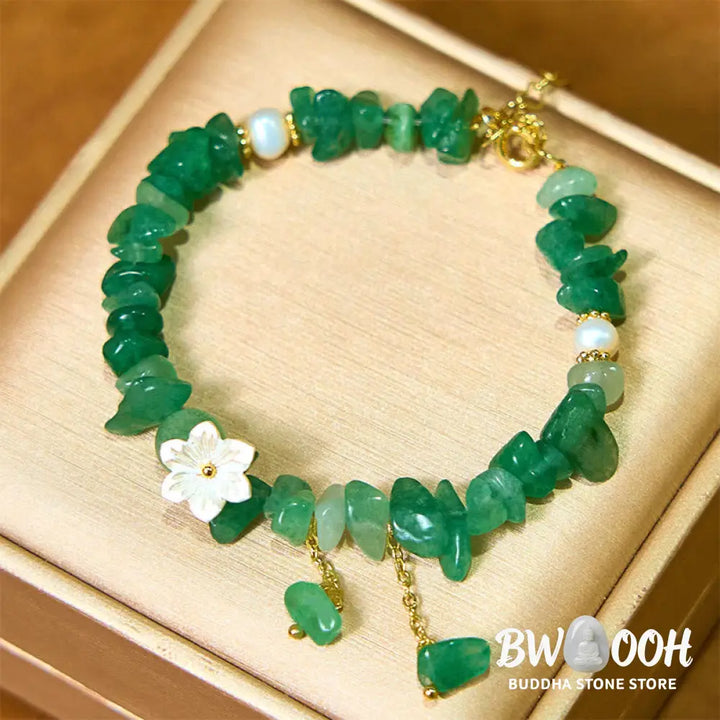 Buddha Stones Natural Strawberry Quartz Green Strawberry Quartz Super Seven Crystal Flower Healing Bracelet - BWOOOH