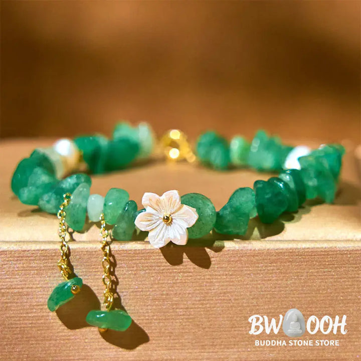 Buddha Stones Natural Strawberry Quartz Green Strawberry Quartz Super Seven Crystal Flower Healing Bracelet - BWOOOH