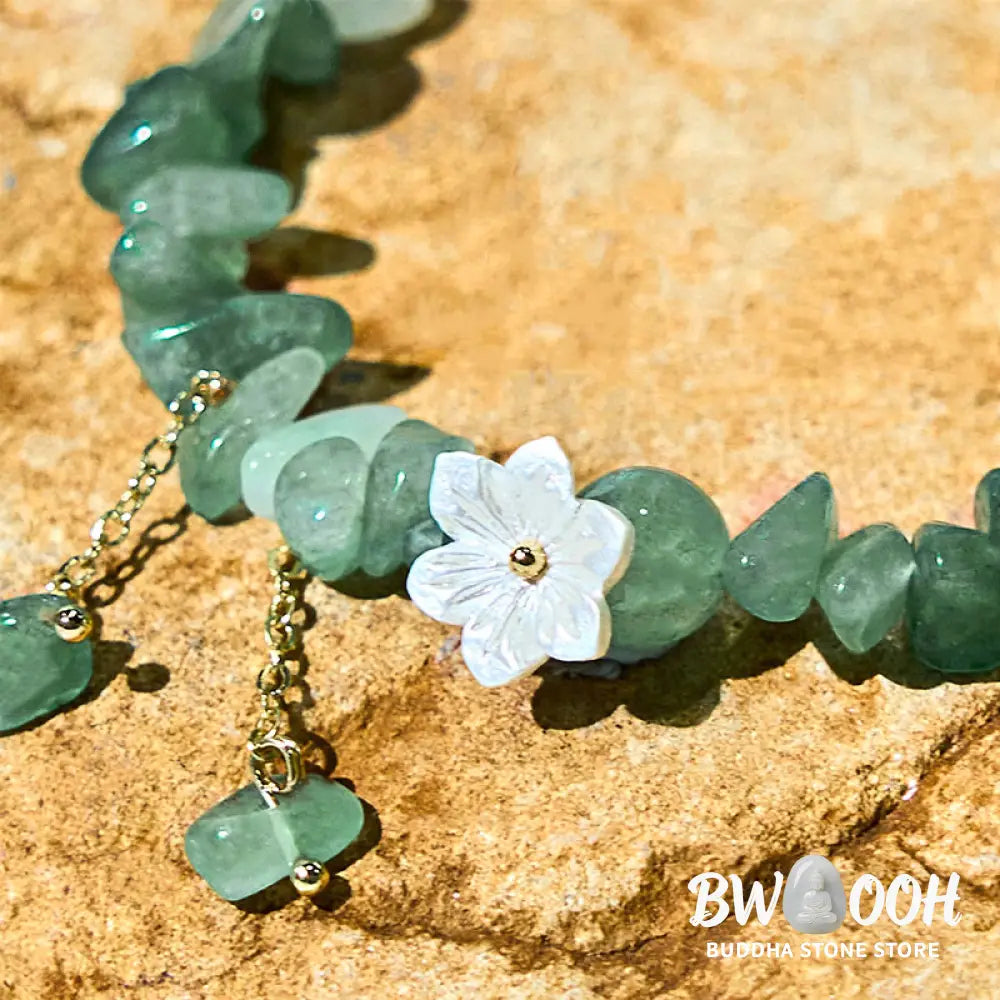 Buddha Stones Natural Strawberry Quartz Green Strawberry Quartz Super Seven Crystal Flower Healing Bracelet - BWOOOH