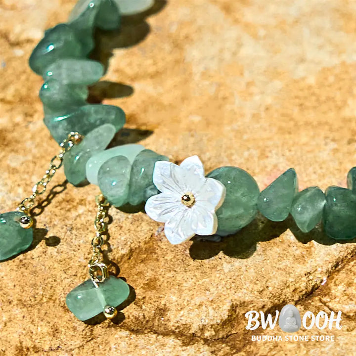 Buddha Stones Natural Strawberry Quartz Green Strawberry Quartz Super Seven Crystal Flower Healing Bracelet - BWOOOH