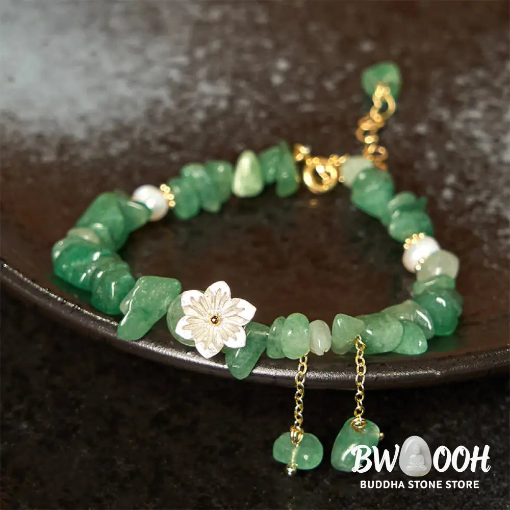 Buddha Stones Natural Strawberry Quartz Green Strawberry Quartz Super Seven Crystal Flower Healing Bracelet - BWOOOH