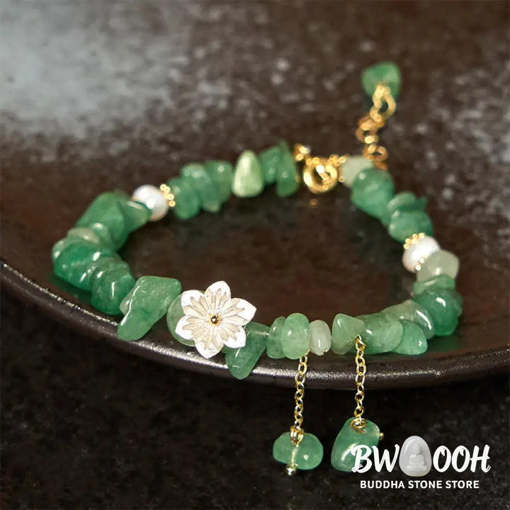 Buddha Stones Natural Strawberry Quartz Green Strawberry Quartz Super Seven Crystal Flower Healing Bracelet - BWOOOH