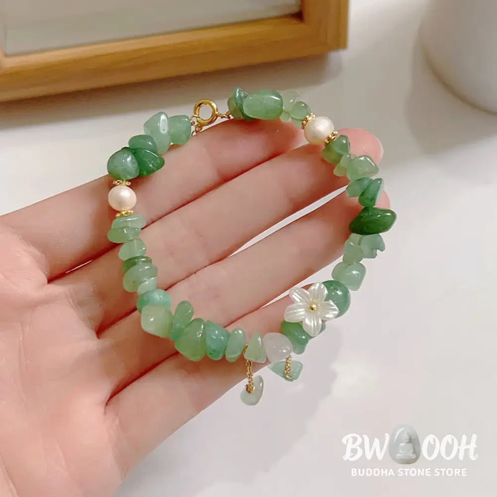 Buddha Stones Natural Strawberry Quartz Green Strawberry Quartz Super Seven Crystal Flower Healing Bracelet - BWOOOH