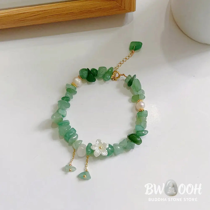 Buddha Stones Natural Strawberry Quartz Green Strawberry Quartz Super Seven Crystal Flower Healing Bracelet - BWOOOH