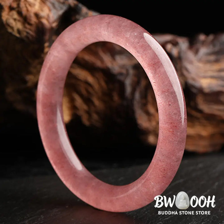 Buddha Stones Natural Strawberry Quartz Love Healing Bracelet Bangle - Bracelet