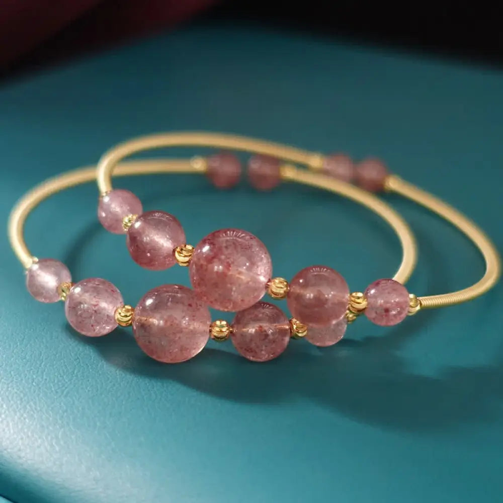 BWOOOH Natural Strawberry Quartz Love Healing Bracelet Bangle | spiritual healing bracelet