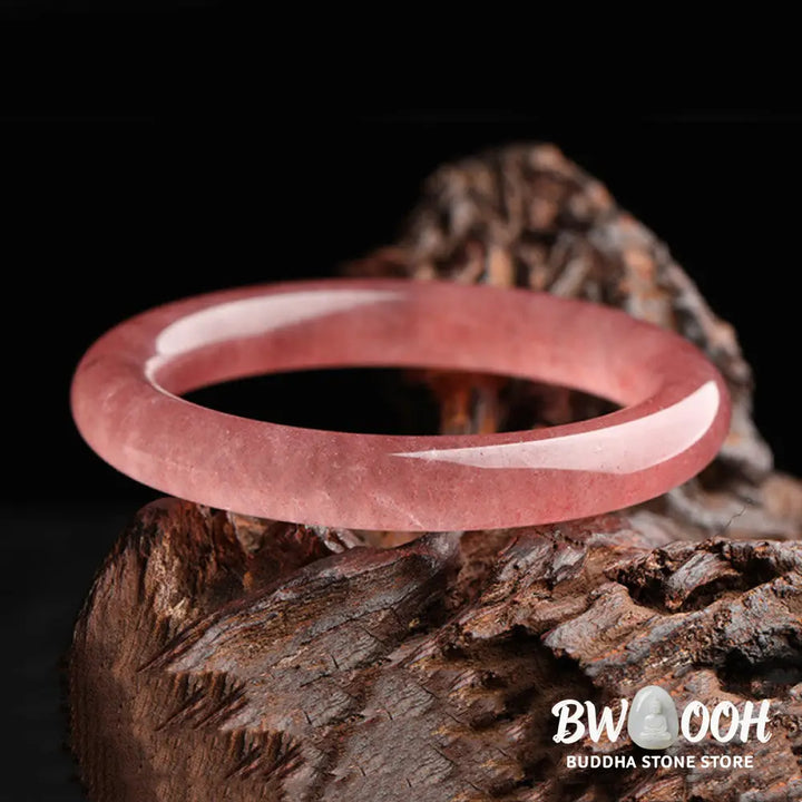 Buddha Stones Natural Strawberry Quartz Love Healing Bracelet Bangle - Bracelet