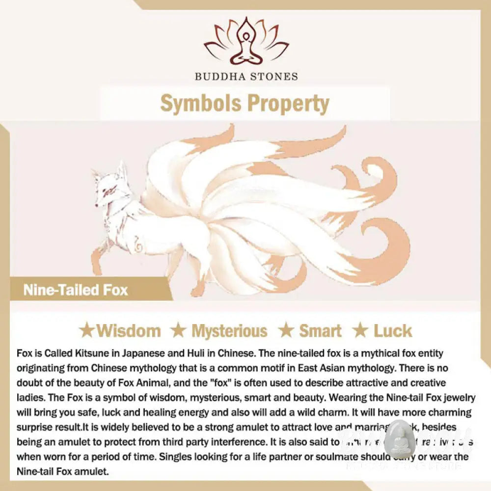 Buddha Stones Natural Strawberry Quartz Nine Tailed Fox Healing Bracelet - BWOOOH - Strawberry Quartz(Wrist