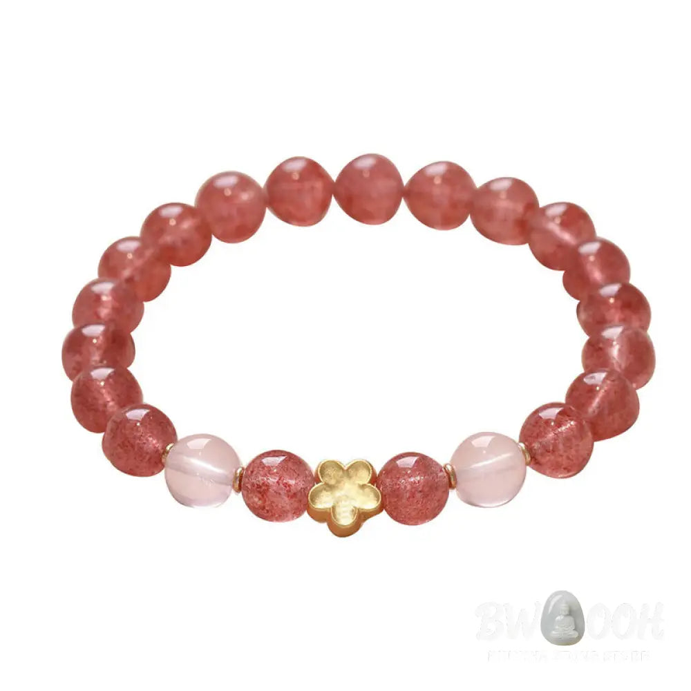 Buddha Stones Natural Strawberry Quartz Peach Blossom PiXiu Attract Fortune Healing Bracelet - BWOOOH - Bracelet