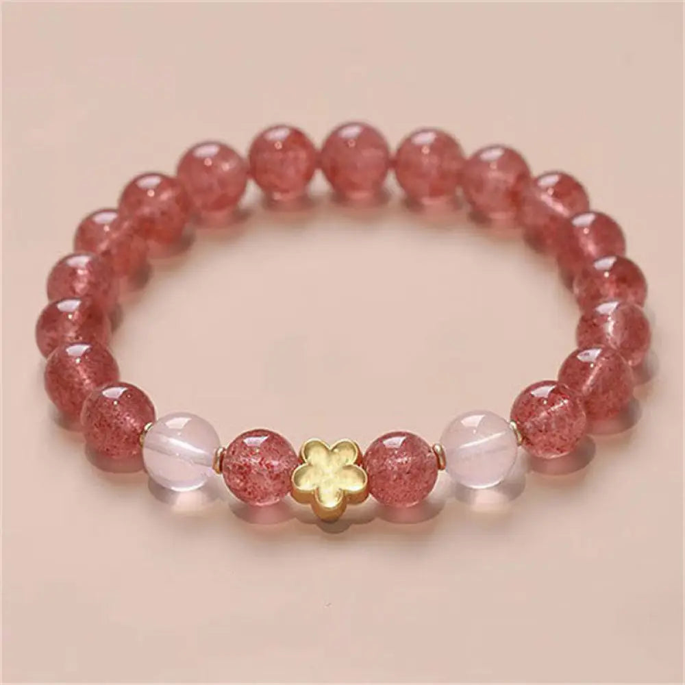 BWOOOH Natural Strawberry Quartz Peach Blossom PiXiu Attract Fortune Healing Bracelet - BWOOOH - Strawberry