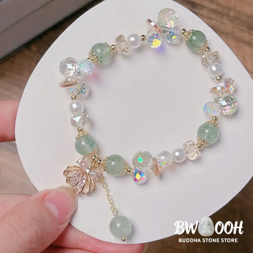 Buddha Stones Natural Strawberry Quartz Pearl Shell Positive Bracelet - BWOOOH - Bracelet