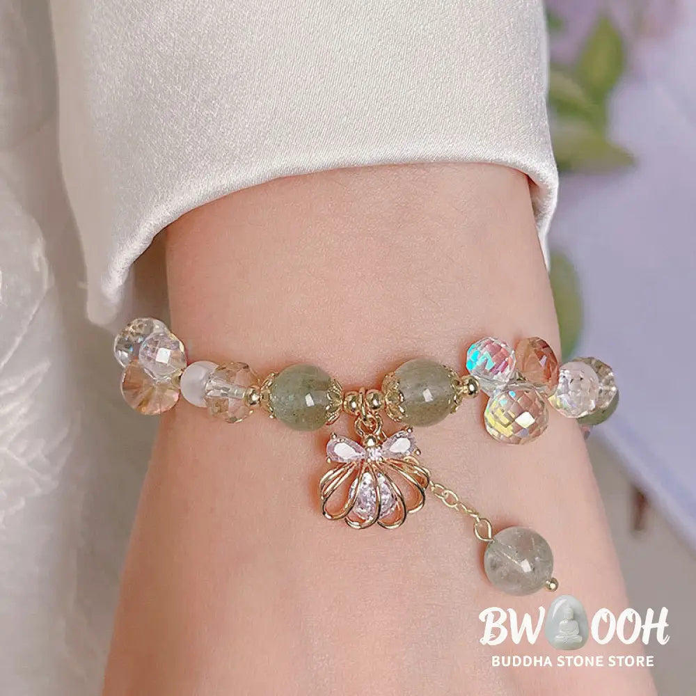 Buddha Stones Natural Strawberry Quartz Pearl Shell Positive Bracelet - BWOOOH - Bracelet