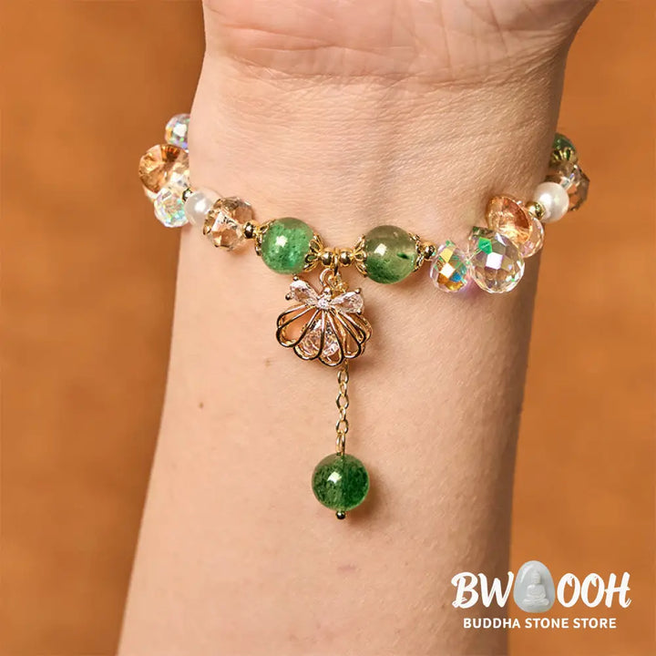 Buddha Stones Natural Strawberry Quartz Pearl Shell Positive Bracelet - BWOOOH - Bracelet