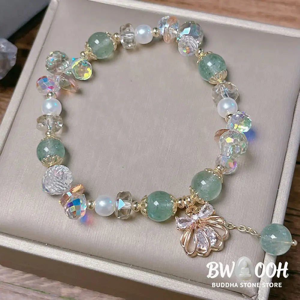 Buddha Stones Natural Strawberry Quartz Pearl Shell Positive Bracelet - BWOOOH - Bracelet