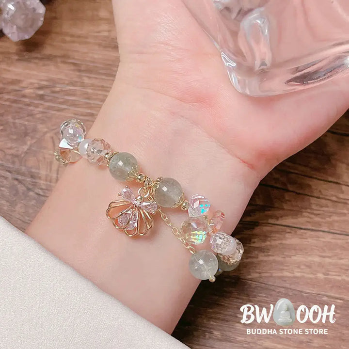 Buddha Stones Natural Strawberry Quartz Pearl Shell Positive Bracelet - BWOOOH - Bracelet