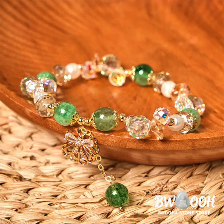 Buddha Stones Natural Strawberry Quartz Pearl Shell Positive Bracelet - BWOOOH - Bracelet