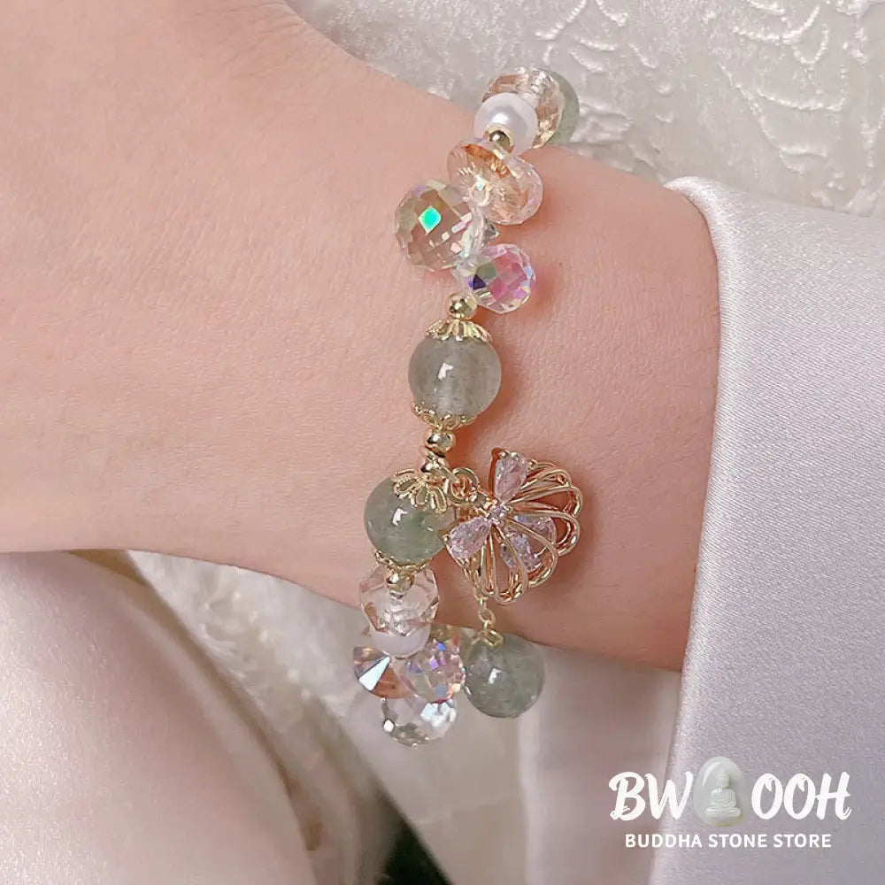 Buddha Stones Natural Strawberry Quartz Pearl Shell Positive Bracelet - BWOOOH - Bracelet