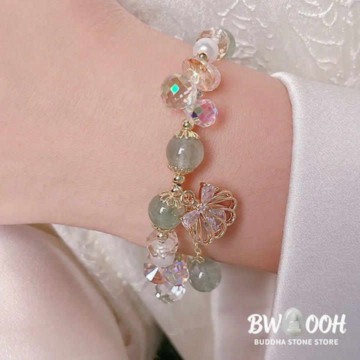 Buddha Stones Natural Strawberry Quartz Pearl Shell Positive Bracelet - BWOOOH - Bracelet