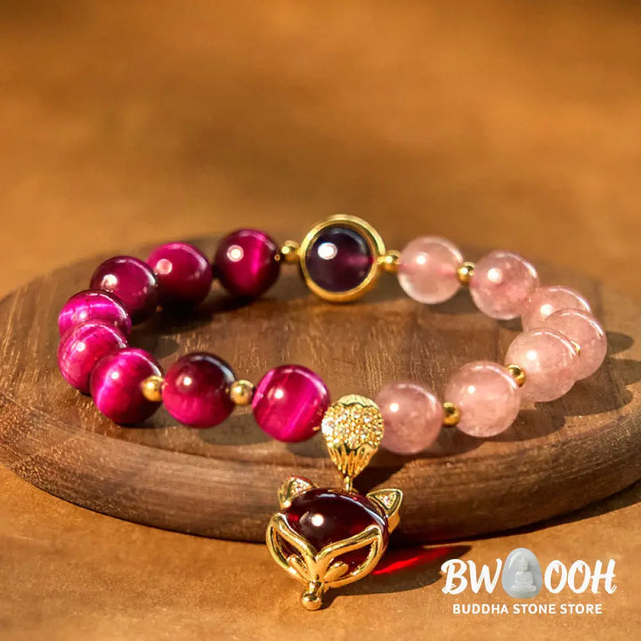 Buddha Stones Natural Strawberry Quartz Pixiu Love Bracelet - Bracelet