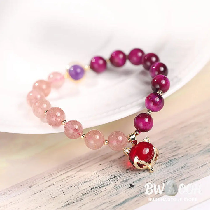 Buddha Stones Natural Strawberry Quartz Pixiu Love Bracelet - Bracelet