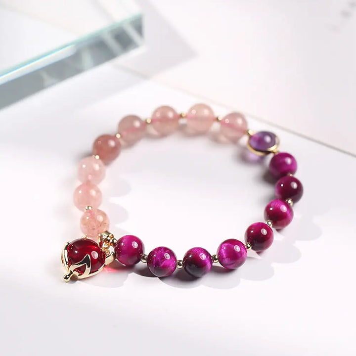 Buddha Stones Natural Strawberry Quartz Pixiu Love Bracelet - Bracelet
