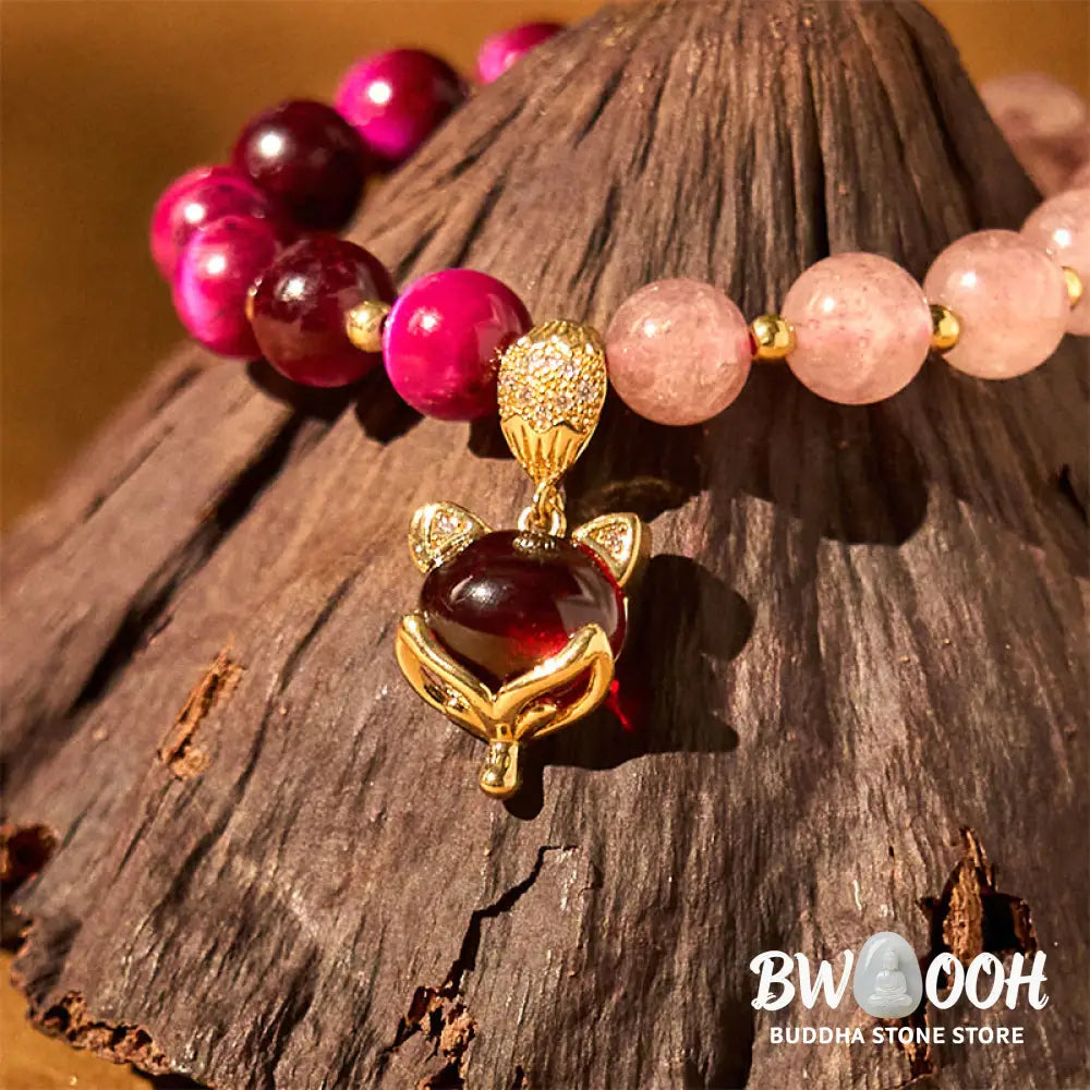Buddha Stones Natural Strawberry Quartz Pixiu Love Bracelet - BWOOOH - Bracelet