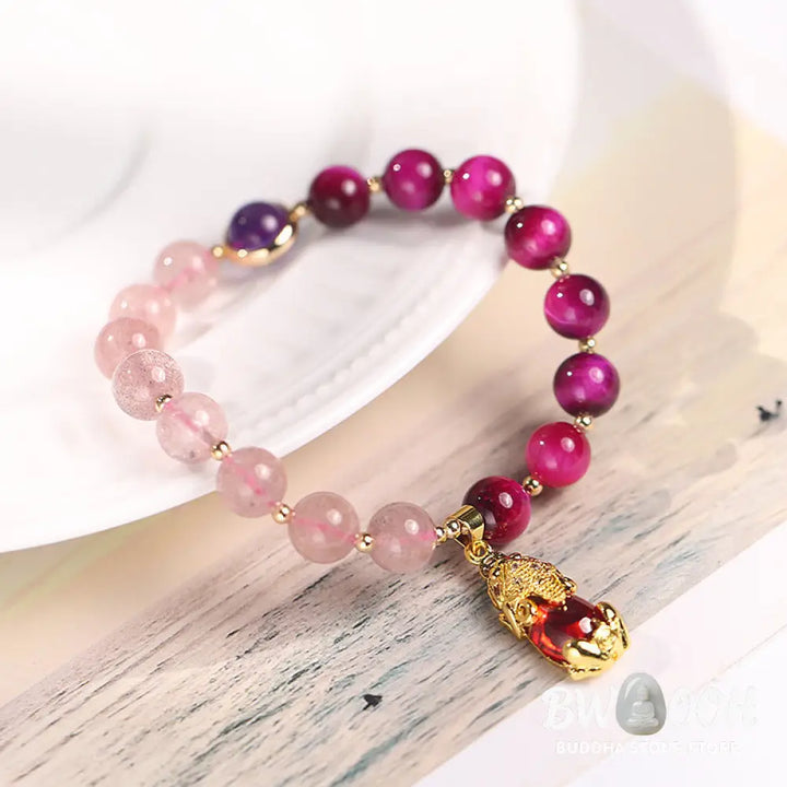 Buddha Stones Natural Strawberry Quartz Pixiu Love Bracelet - BWOOOH - Bracelet