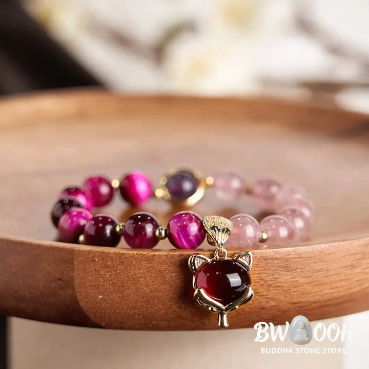 Buddha Stones Natural Strawberry Quartz Pixiu Love Bracelet - BWOOOH - Bracelet