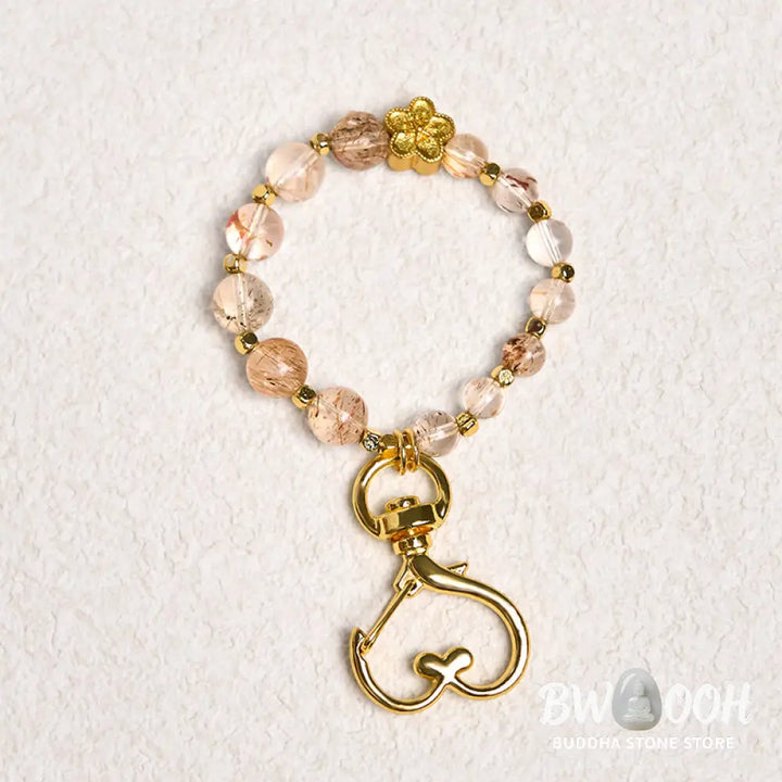 Buddha Stones Natural Super Seven Crystal Plum Blossom Spiritual Chain Bag Hanging Decoration - Super Seven Crystal