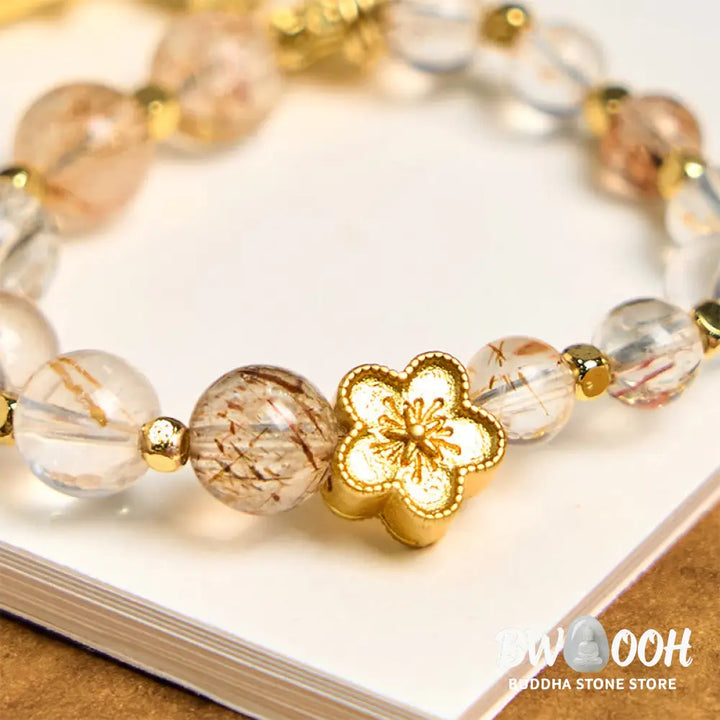 Buddha Stones Natural Super Seven Crystal Plum Blossom Spiritual Chain Bag Hanging Decoration - Super Seven Crystal