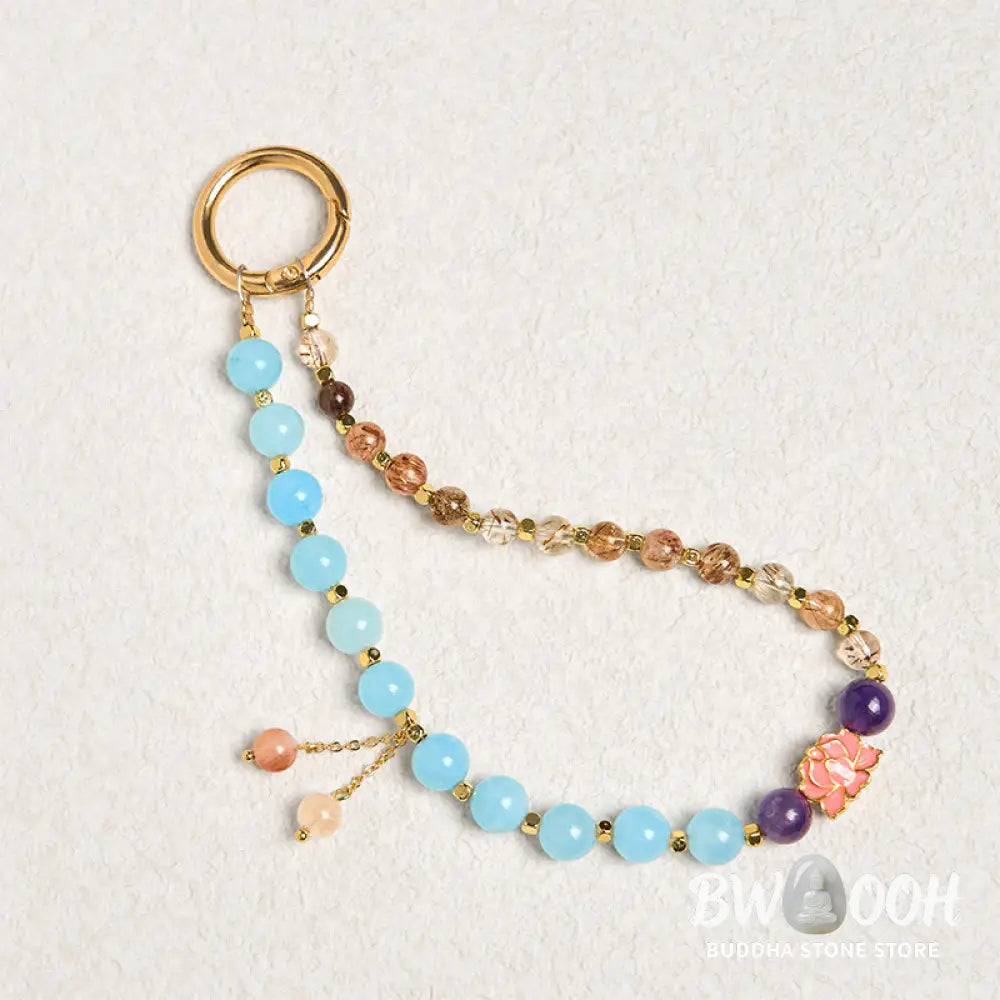 Buddha Stones Natural Super Seven Crystal Protection Key Chain Phone Hanging Decoration - Super Seven Crystal - Key