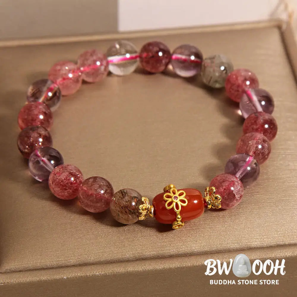Buddha Stones Natural Super Seven Crystal Red Agate Positivity Bracelet - BWOOOH - Super Seven Crystal(Wrist