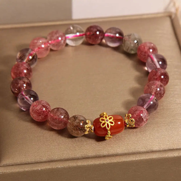 BWOOOH Natural Super Seven Crystal Red Agate Positivity Bracelet - BWOOOH - Super Seven Crystal(Wrist