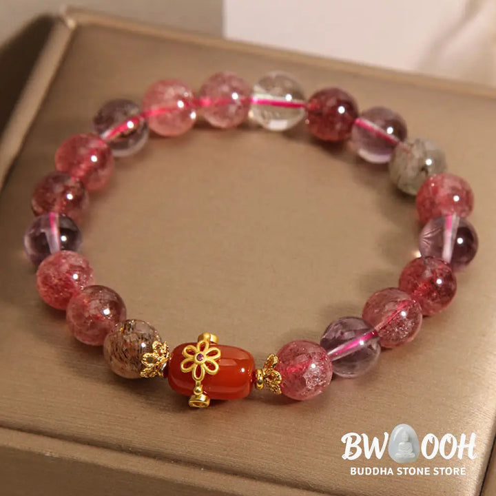 Buddha Stones Natural Super Seven Crystal Red Agate Positivity Bracelet - BWOOOH - Super Seven Crystal(Wrist