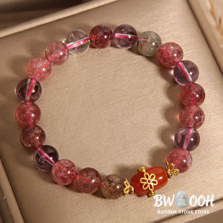 Buddha Stones Natural Super Seven Crystal Red Agate Positivity Bracelet - BWOOOH - Super Seven Crystal(Wrist