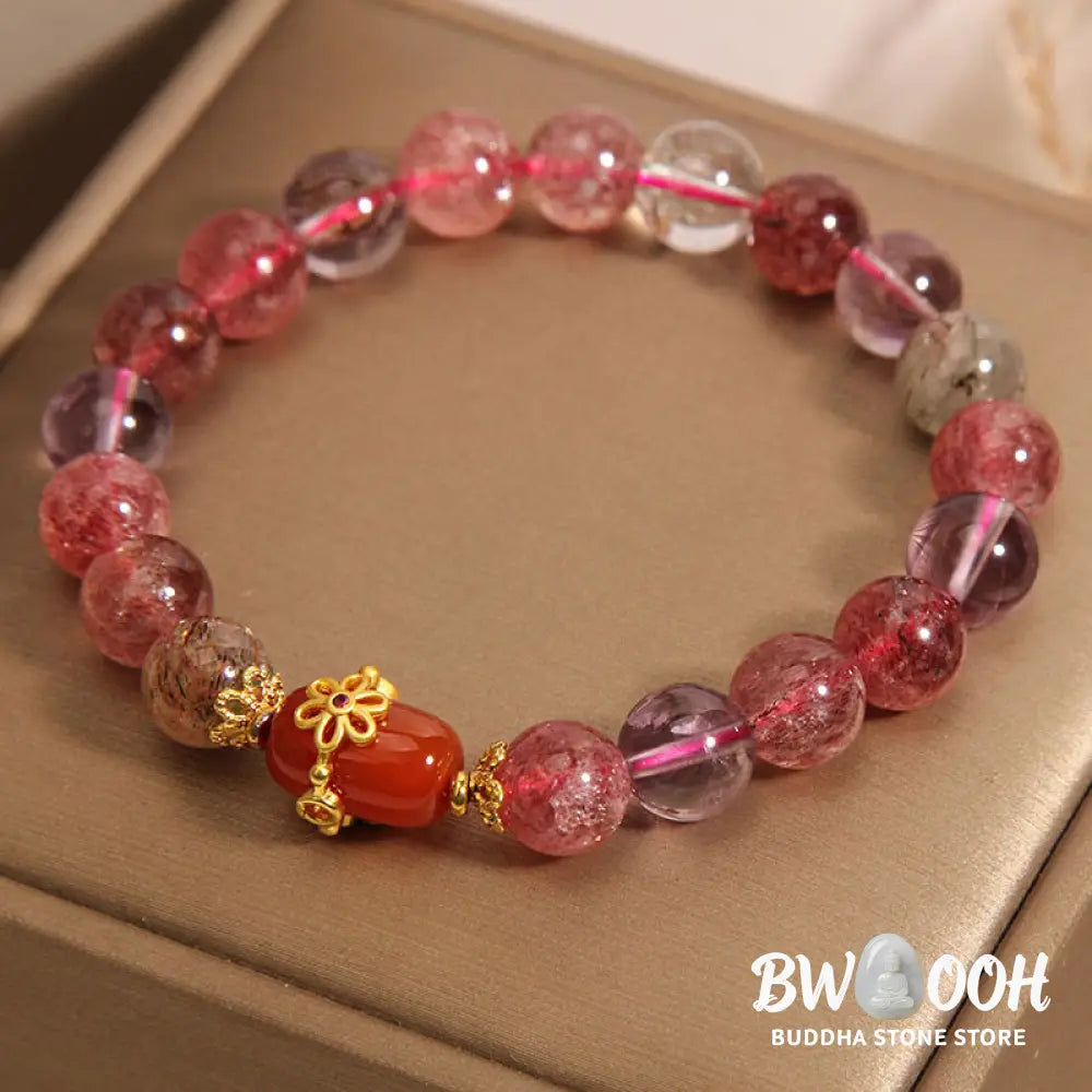 Buddha Stones Natural Super Seven Crystal Red Agate Positivity Bracelet - BWOOOH - Super Seven Crystal(Wrist